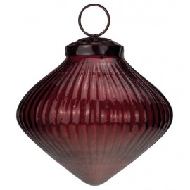 Ribbed Red Glass Onion Baubles 